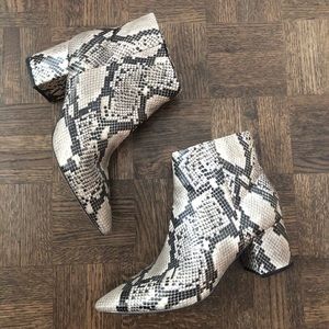 Snake-Print Heeled Booties